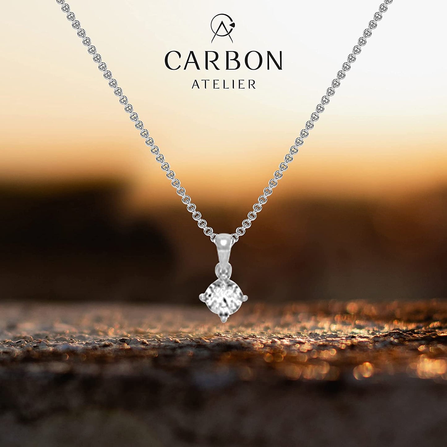 10K Gold 1/3 CTTW Round Brilliant Lab Grown Diamond Solitaire Pendant Necklace (F-G Color, VVS2-VS1 Clarity), 18" - choice of gold color