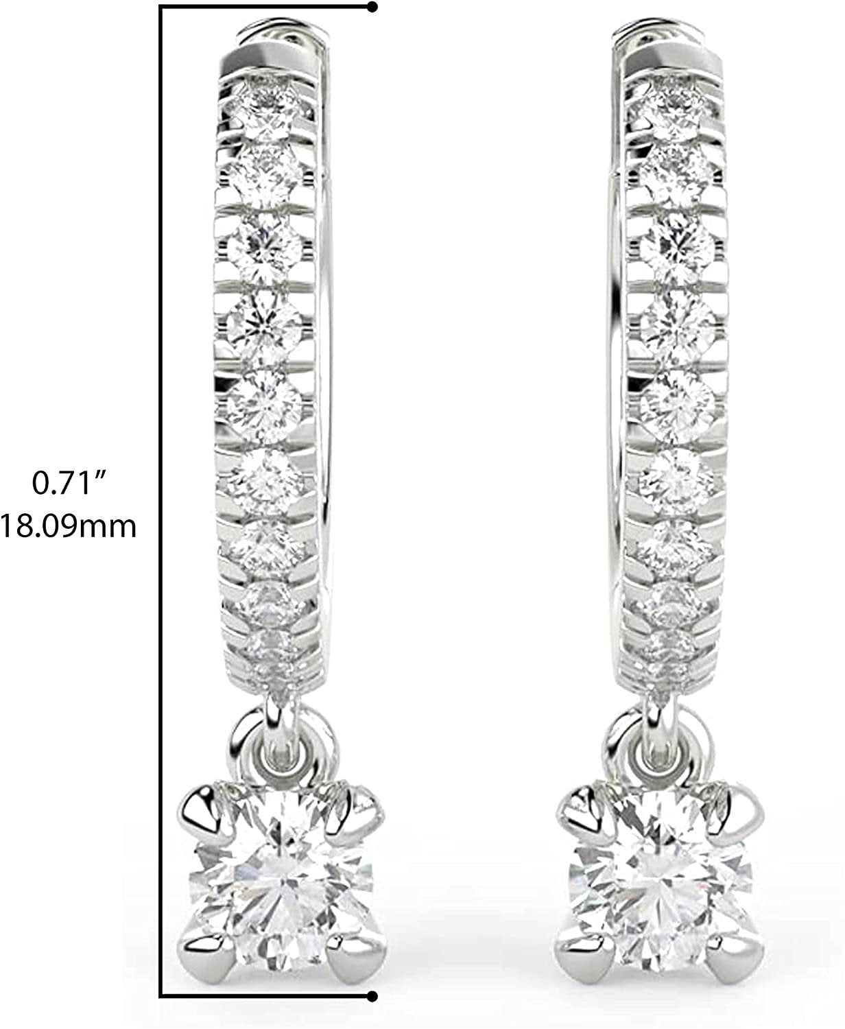 .925 Sterling Silver 1/2 Cttw Lab Grown Diamond Huggie Hoop & Gem Drop Earrings (G-H Color, SI1-SI2 Clarity)