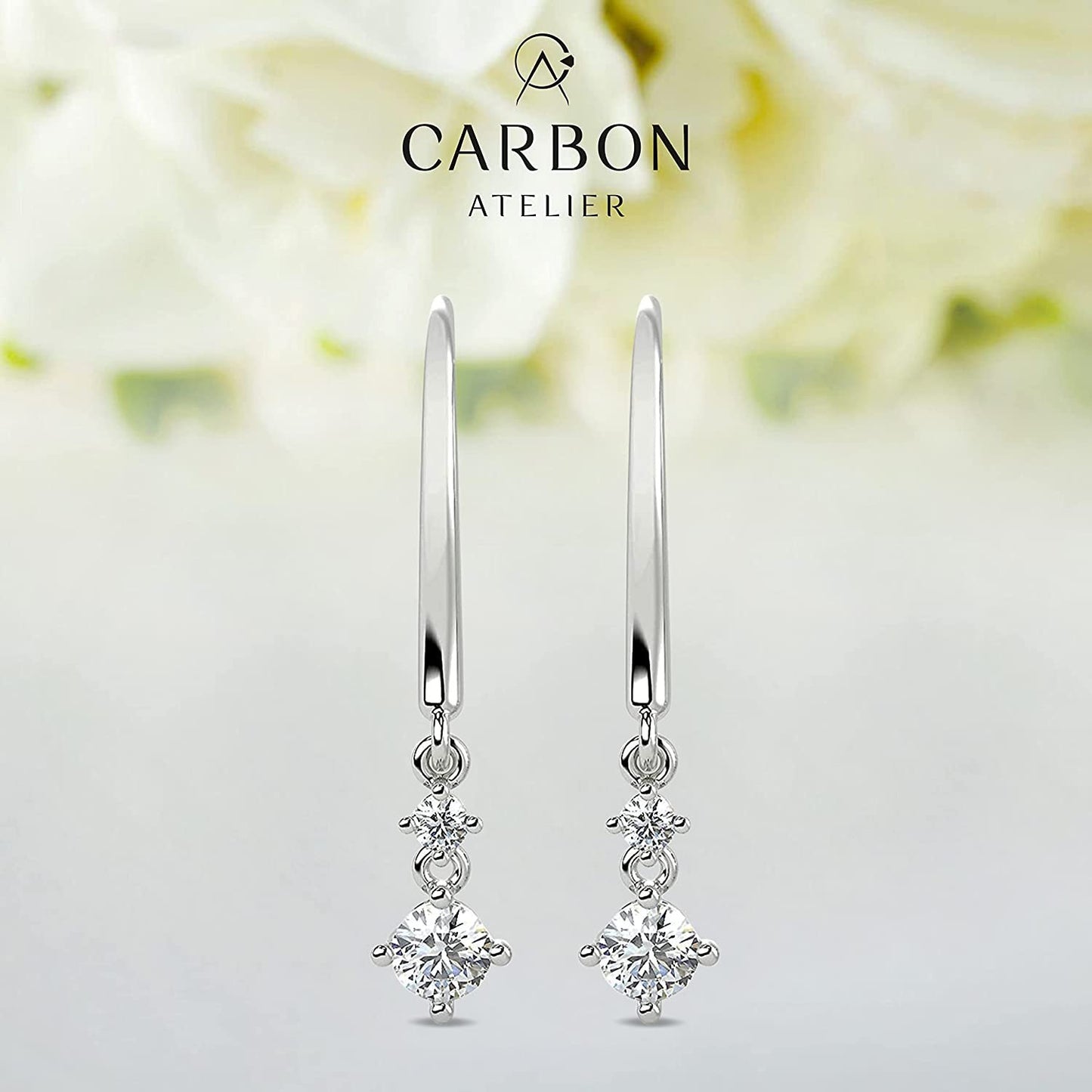 .925 Sterling Silver 3/8 Cttw Lab Grown Diamond Linear Dangle Earrings (G-H Color, SI1-SI2 Clarity)