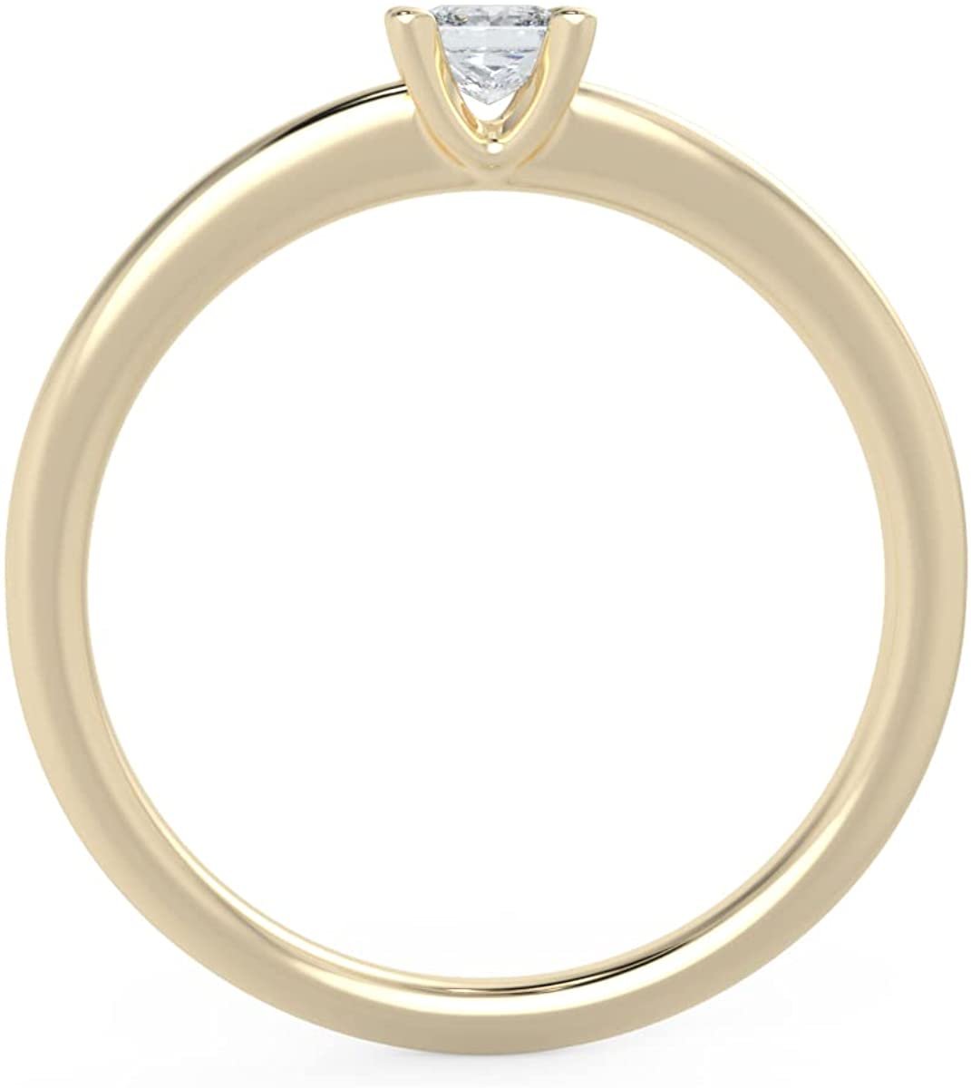 IGI Certified 1/4 Ct Princess Cut Lab Grown Diamond 14K Gold 4-Prong Solitaire Engagement Ring (G-H Color, VS1-VS2 Clarity) - Choice of Gold Color