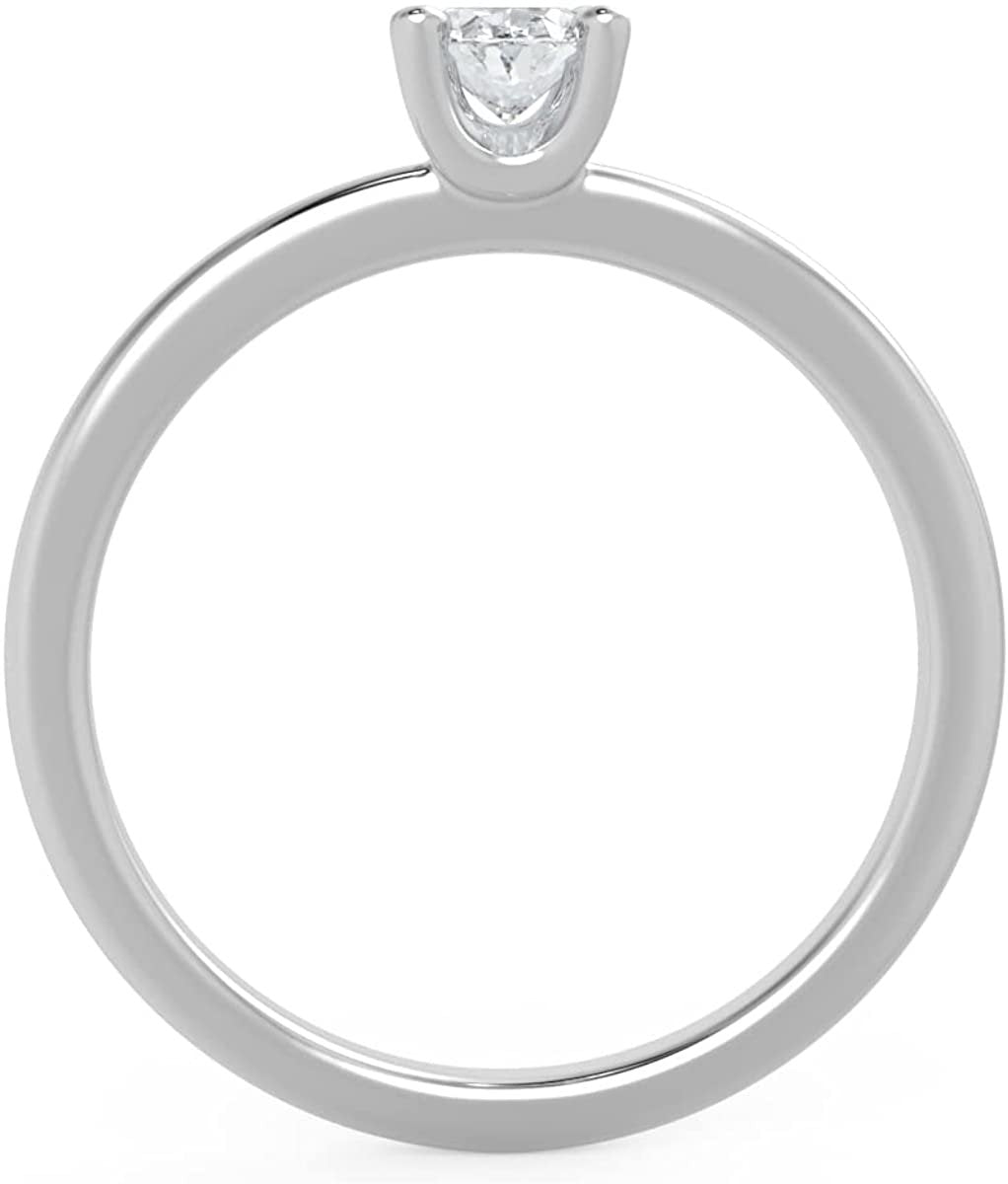 IGI Certified 1/3 Ct Oval Cut Lab Grown Diamond 14K Gold 4-Prong Solitaire Engagement Ring (G-H Color, VS1-VS2 Clarity) - Choice of Gold Color
