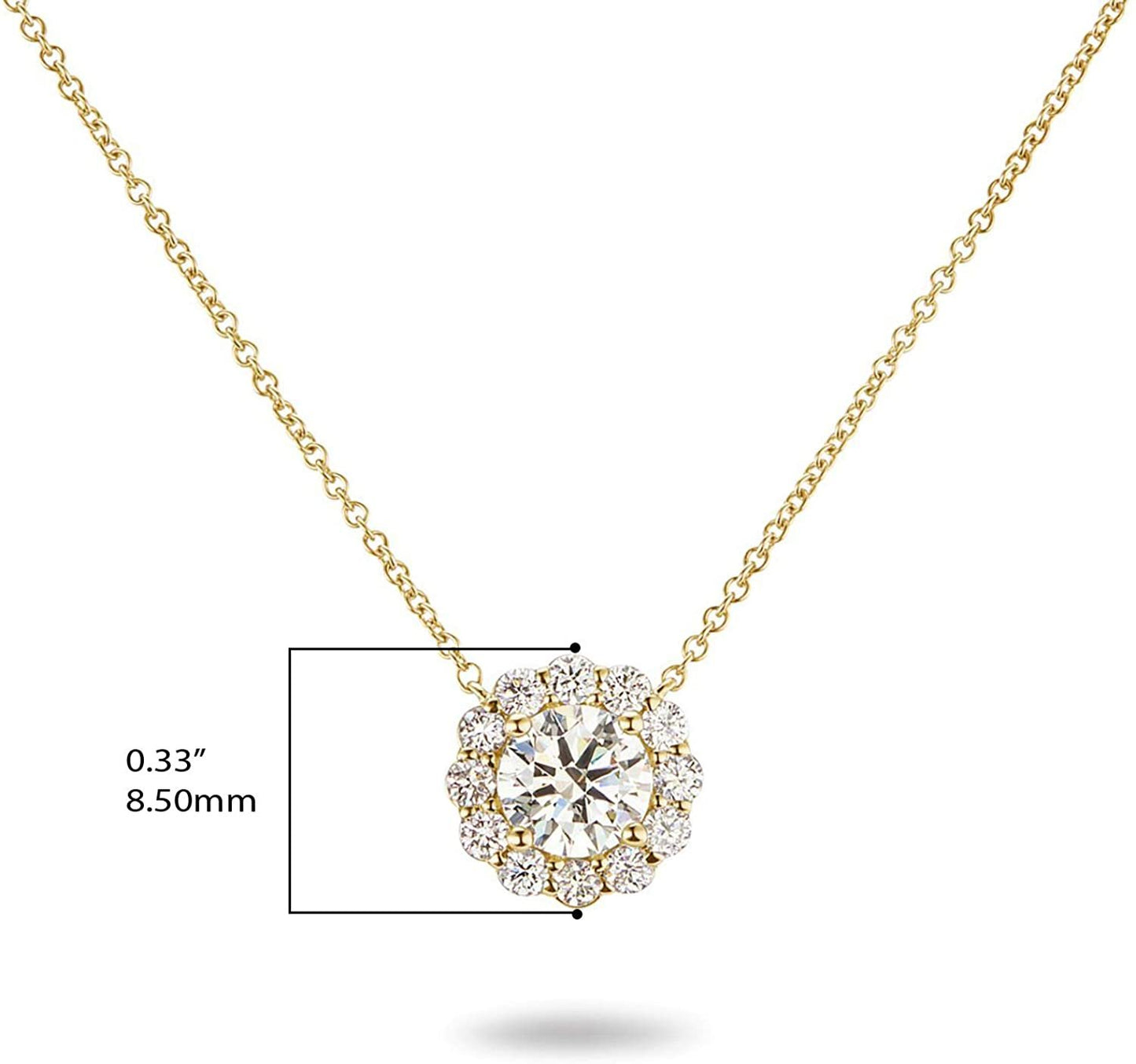 IGI Certified 14K Gold 1-5/8 Cttw Round Brilliant Cut Lab Created Diamond Flower Halo Pendant 18" Necklace (I-J Color, VS1-VS2 Clarity) - Choice of Gold Color