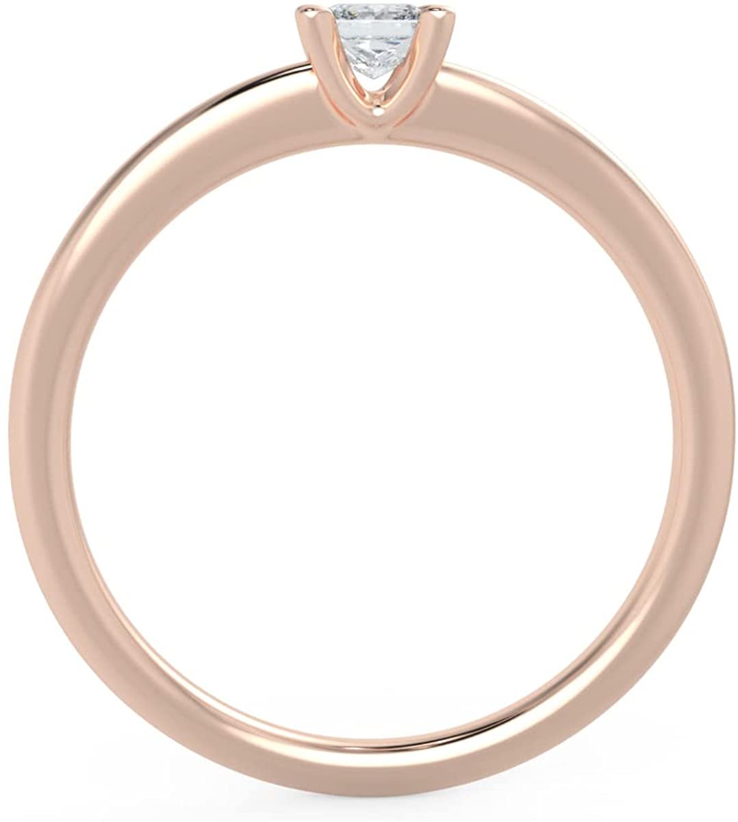 IGI Certified 1/4 Ct Princess Cut Lab Grown Diamond 14K Gold 4-Prong Solitaire Engagement Ring (G-H Color, VS1-VS2 Clarity) - Choice of Gold Color