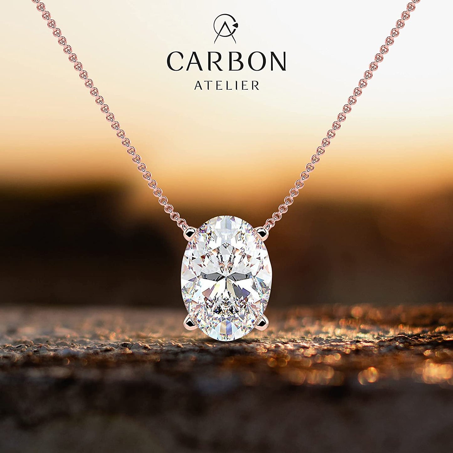 IGI Certified 14K Gold 1/3 to 1-1/2 Carat Oval Shape Lab Created Diamond Suspended Solitaire Pendant Necklace (G-H Color, VS1-VS2 Clarity), 18" - Choice of Gold Color