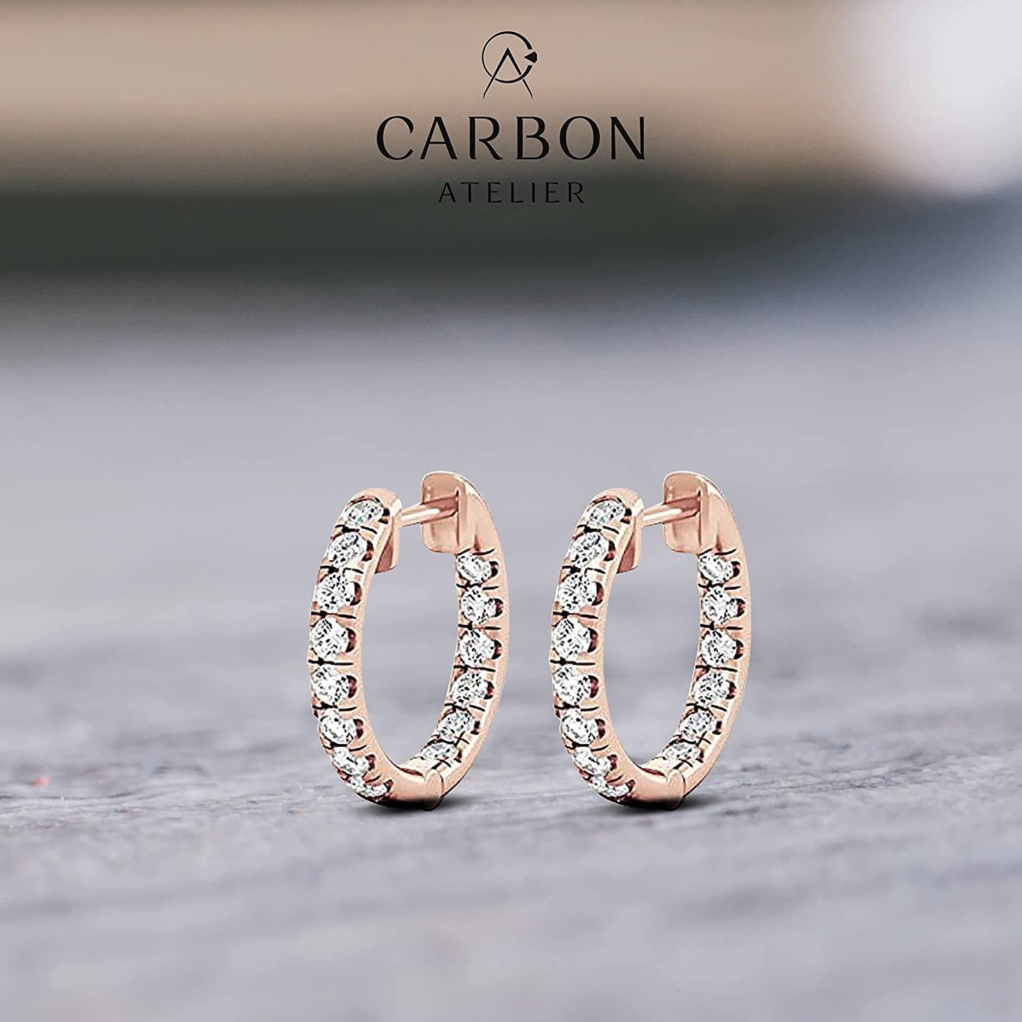 10K Gold 1.0 Cttw Round Brilliant Cut Lab Created Diamond Inside Outside Huggie Earrings (G-H Color, SI1-SI2 Clarity) - Choice of Gold Color