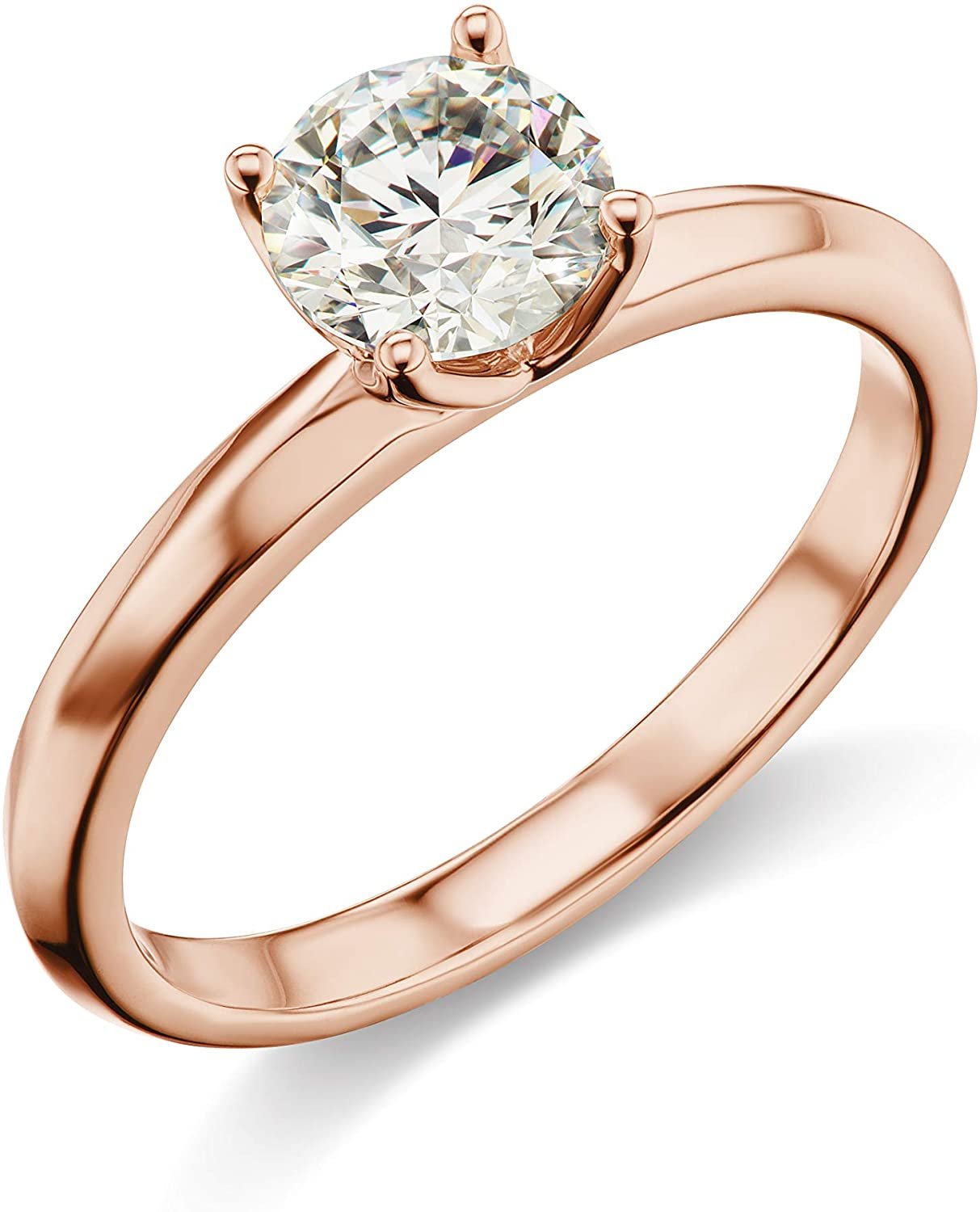 IGI Certified 1-1/2 Carat Round Brilliant-Cut Lab Created Diamond 14K Gold Classic 4-Prong Solitaire Engagement Ring (I-J Color, VS1-VS2 Clarity) - 14K Rose Gold, Size 8-1/2