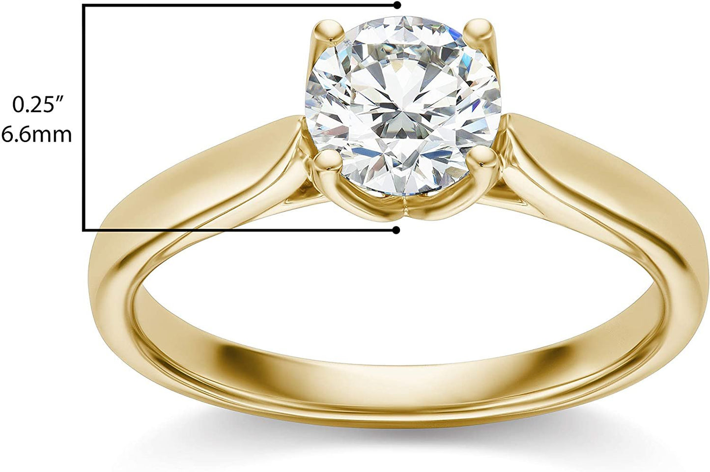 IGI Certified 1.0 Carat Round Brilliant-Cut Lab Created Diamond 14K Gold Classic 4-Prong Solitaire Engagement Ring (I-J Color, VS1-VS2 Clarity) - 14K Yellow Gold, Size 5.5