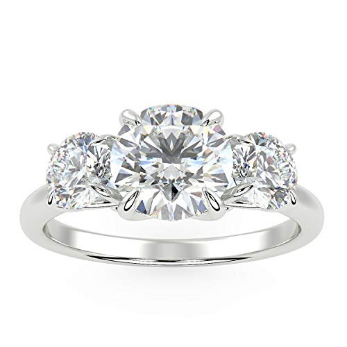 IGI Certified 14K White Gold 1-2/3 Cttw Brilliant-Cut Lab Created Diamond 3-Stone Engagement or Anniversary Ring (G-H Color, VS2 Clarity) - Size 5