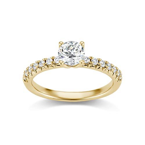 IGI Certified 14K Yellow Gold 2-1/2 Cttw Round Brilliant-Cut Lab Created Diamond Solitaire Engagement Ring with Pavé-Set Band (2.0 Carat Center Stone: G-H Color, VS1-VS2 Clarity) - Size 8.25