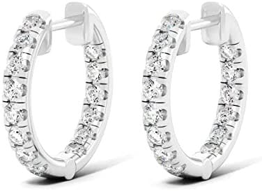 .925 Sterling Silver 1 Cttw Lab Grown Diamond Inside-Out Hoop Earrings (G-H Color, SI1-SI2 Clarity)