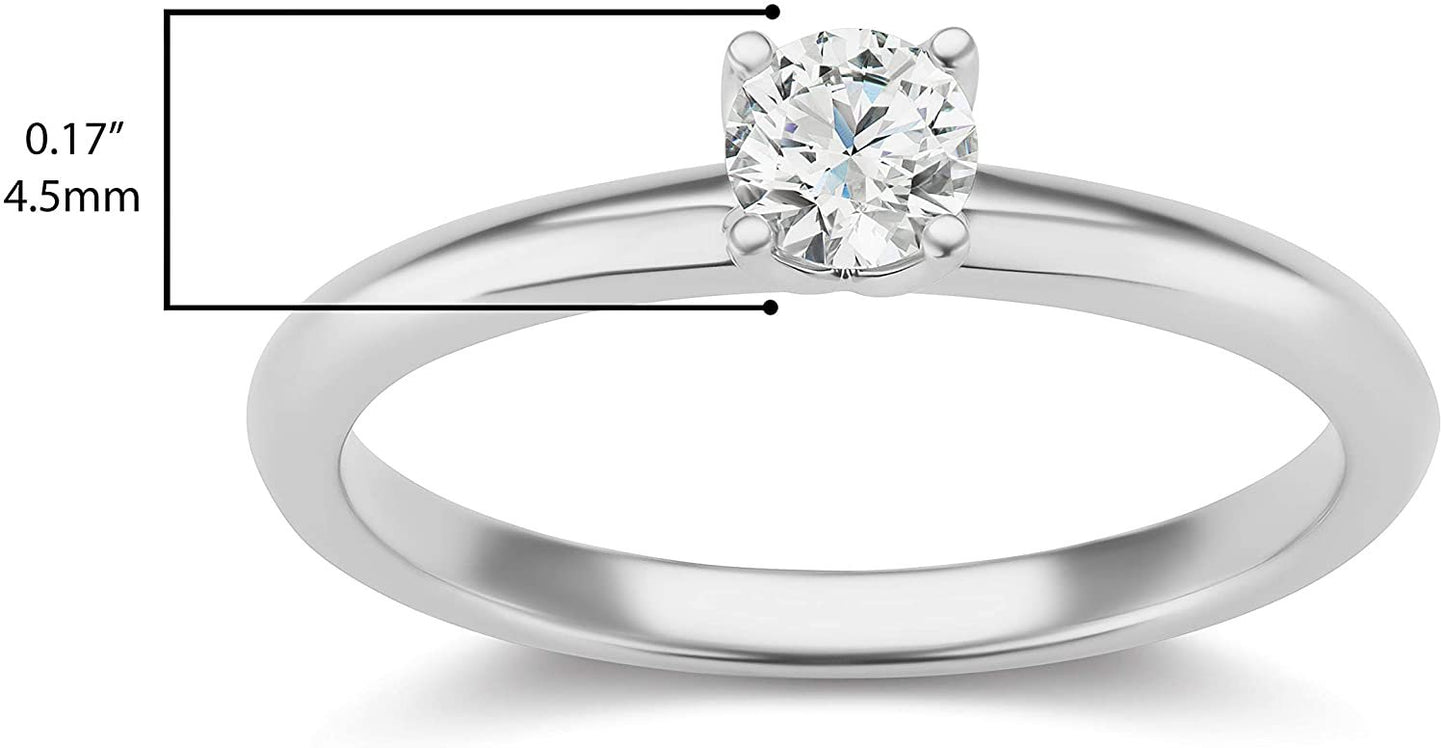 14K Gold 1/3 Carat Round Brilliant Lab Created Diamond 4-Prong Engagement Ring