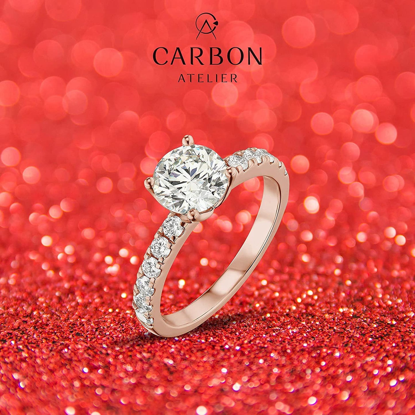 IGI Certified 14K Rose Gold 9/10 Cttw Round Brilliant-Cut Lab Created Diamond Solitaire Engagement Ring with French-Set Band (3/4 Carat Center Stone: G-H Color, VS1-VS2 Clarity) - Size 6