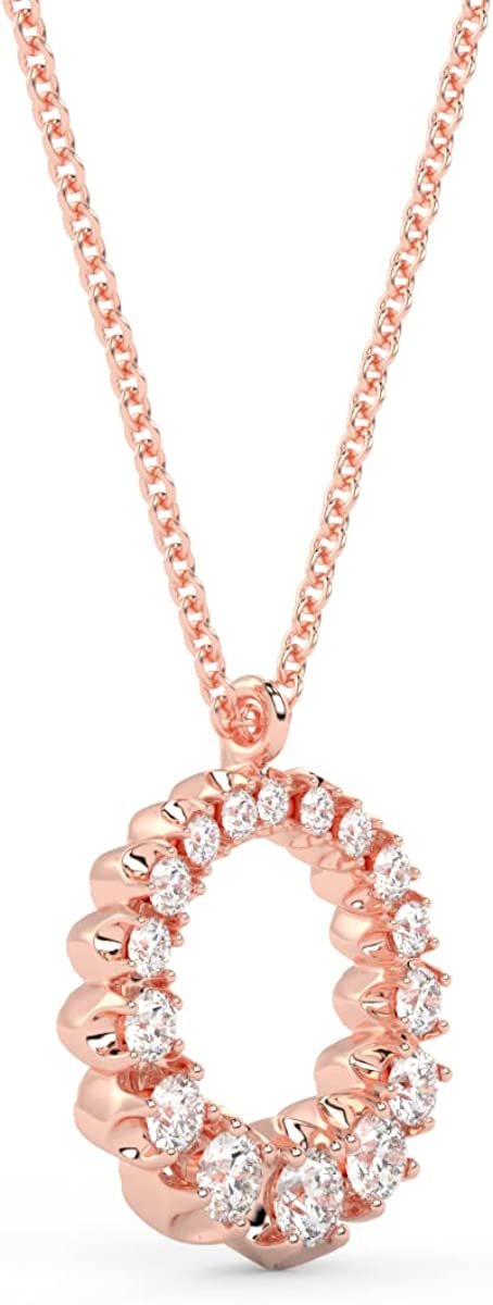 10K Gold 1/3 CTTW Lab Grown Diamond Graduated Open Circle Pendant Necklace (G-H Color, SI1-SI2 Clarity), 18" - Choice of Gold Color