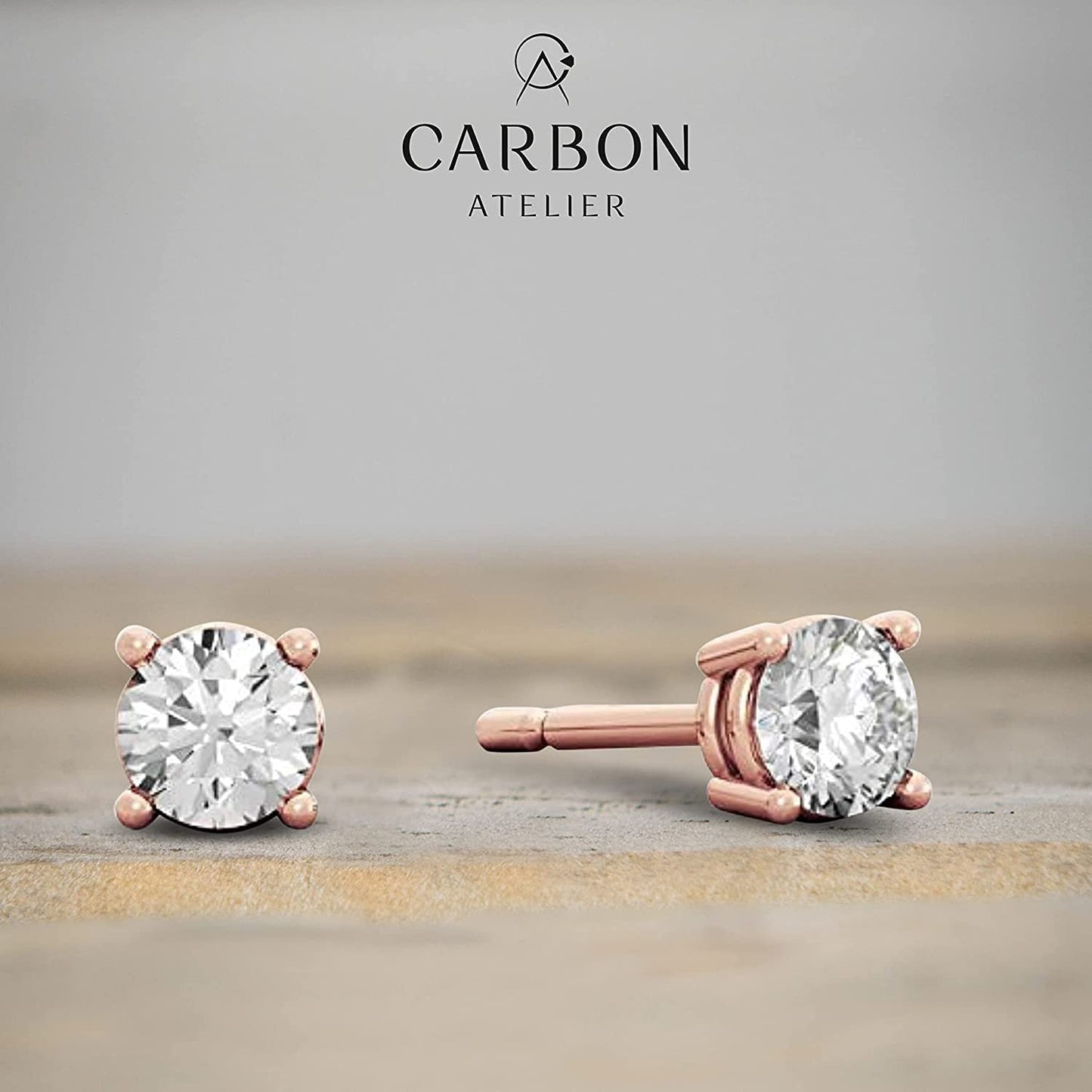 Certified 2.0-3.0 Cttw Round Brilliant-Cut Lab Created Diamond 14K Gold Classic Four-Prong Stud Earrings (J-K Color, SI2-I1 Clarity) - Choice of Gold Colors, Gem Weights