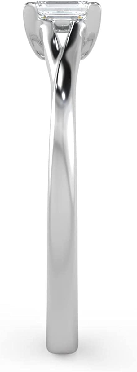 IGI Certified 1/4 Ct Emerald Cut Lab Grown Diamond 14K Gold Split Shank Solitaire Engagement Ring (G-H Color, VS1-VS2 Clarity) - Choice of Gold Color