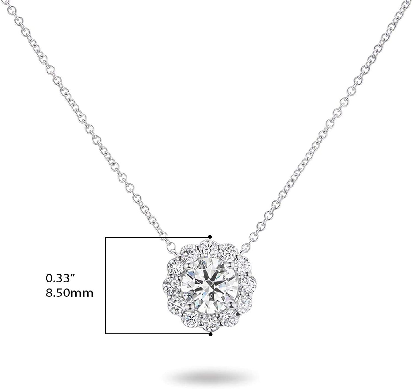 IGI Certified 14K Gold 1-5/8 Cttw Round Brilliant Cut Lab Created Diamond Flower Halo Pendant 18" Necklace (I-J Color, VS1-VS2 Clarity) - Choice of Gold Color