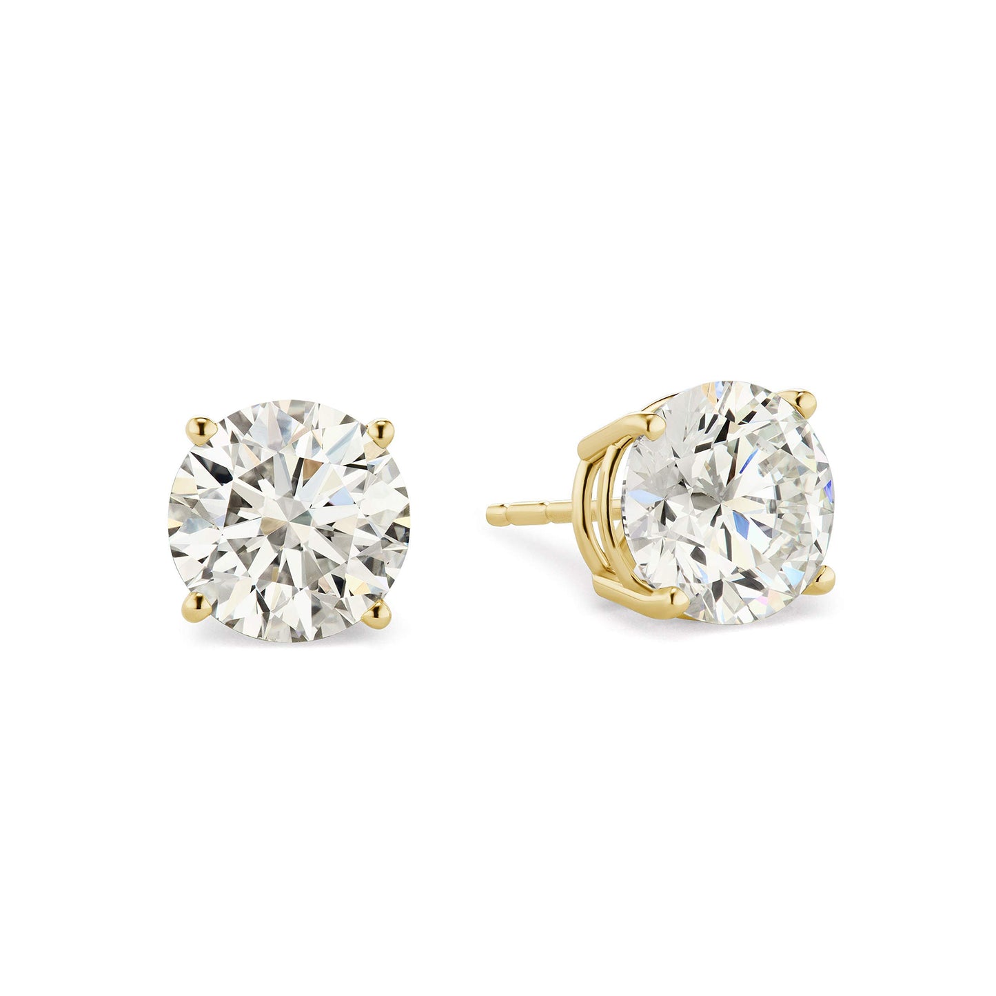 Certified 2.0-3.0 Cttw Round Brilliant-Cut Lab Created Diamond 14K Gold Classic Four-Prong Stud Earrings (J-K Color, SI2-I1 Clarity) - Choice of Gold Colors, Gem Weights