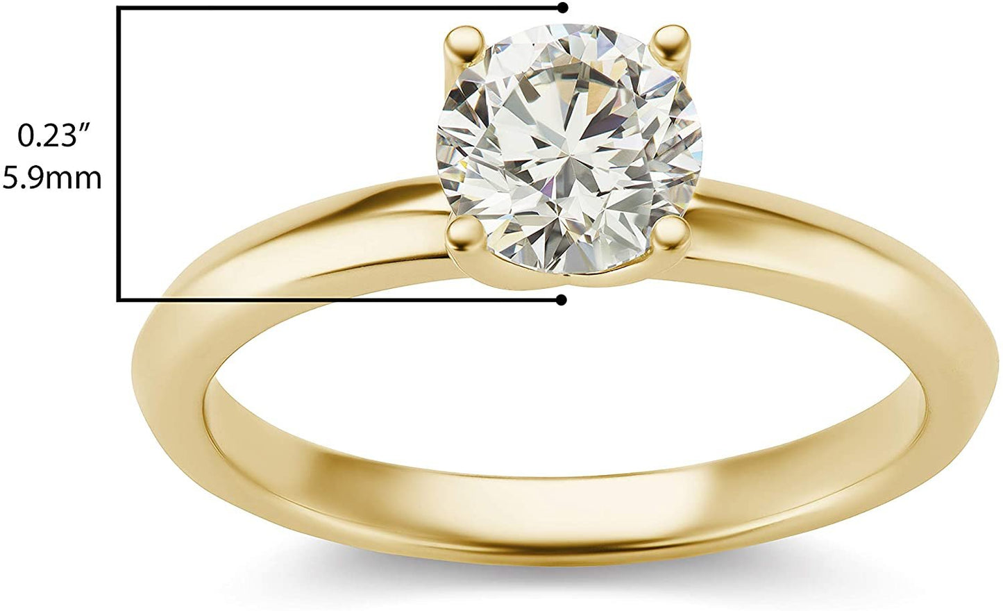 IGI Certified 3/4 Carat Round Brilliant-Cut Lab Created Diamond 14K Gold Classic 4-Prong Solitaire Engagement Ring (G-H Color, VS1-VS2 Clarity) - 14K Yellow Gold, Size 6