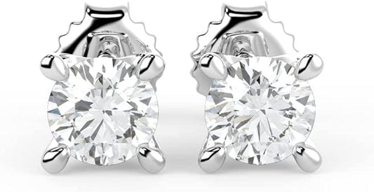 IGI Certified 1/2 Cttw Brilliant Cut Lab Grown Diamond 14K Gold 4-Prong Pushback Stud Earrings (G-H Color, VS1-VS2 Clarity) - Choice of Gold Color