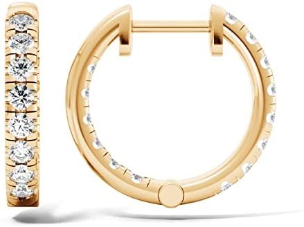 10K Gold 1.0 Cttw Round Brilliant Cut Lab Created Diamond Inside Outside Huggie Earrings (G-H Color, SI1-SI2 Clarity) - Choice of Gold Color