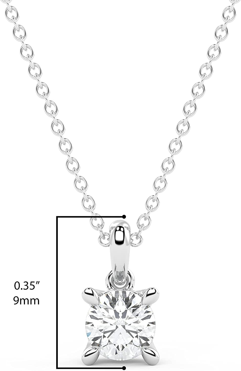 IGI Certified 1/4 Ct Lab Grown Diamond 14K Gold 4 Prong Dangling Solitaire Pendant Necklace (G-H Color, VS1-VS2 Clarity) - 18” - Choice of Metal Color
