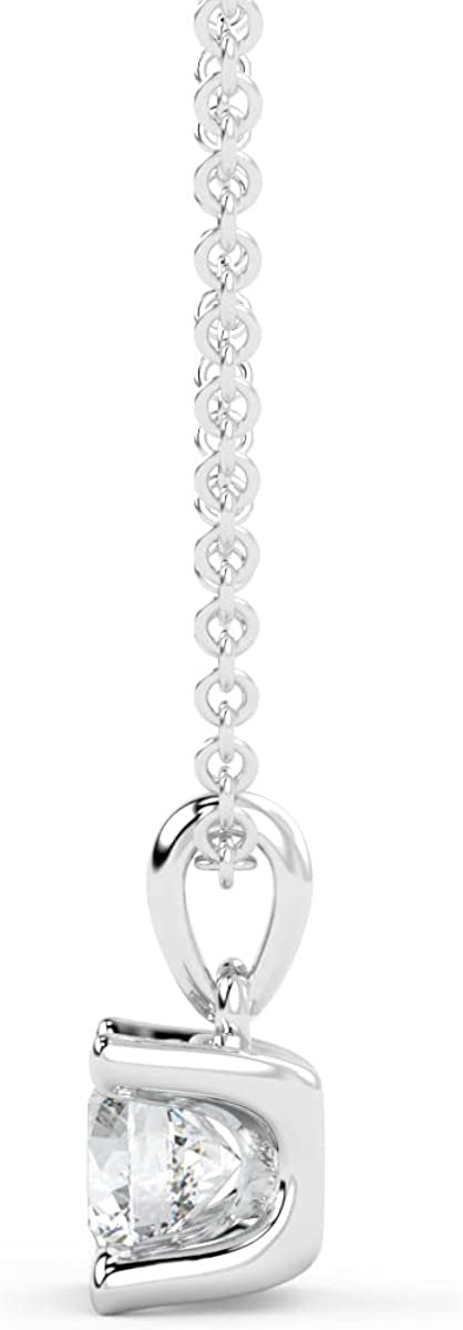 IGI Certified 1/4 Ct Lab Grown Diamond 14K Gold 4 Prong Dangling Solitaire Pendant Necklace (G-H Color, VS1-VS2 Clarity) - 18” - Choice of Metal Color
