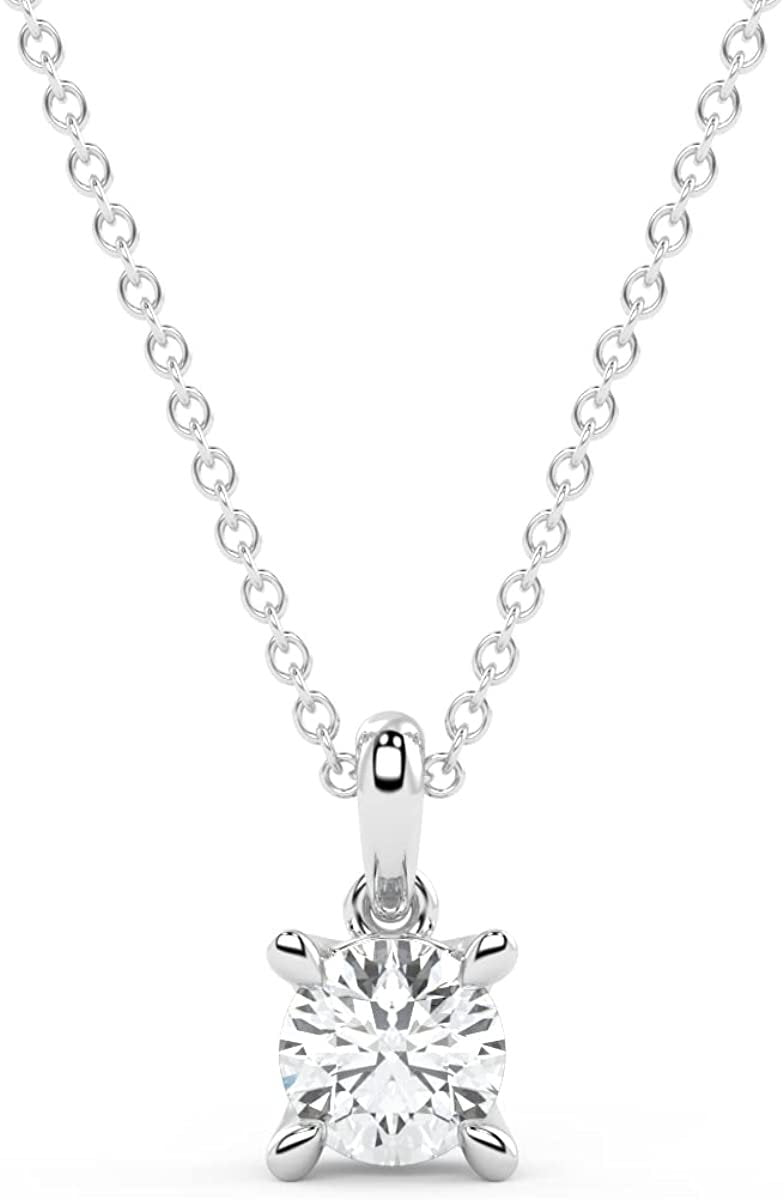 IGI Certified 1/4 Ct Lab Grown Diamond 14K Gold 4 Prong Dangling Solitaire Pendant Necklace (G-H Color, VS1-VS2 Clarity) - 18” - Choice of Metal Color
