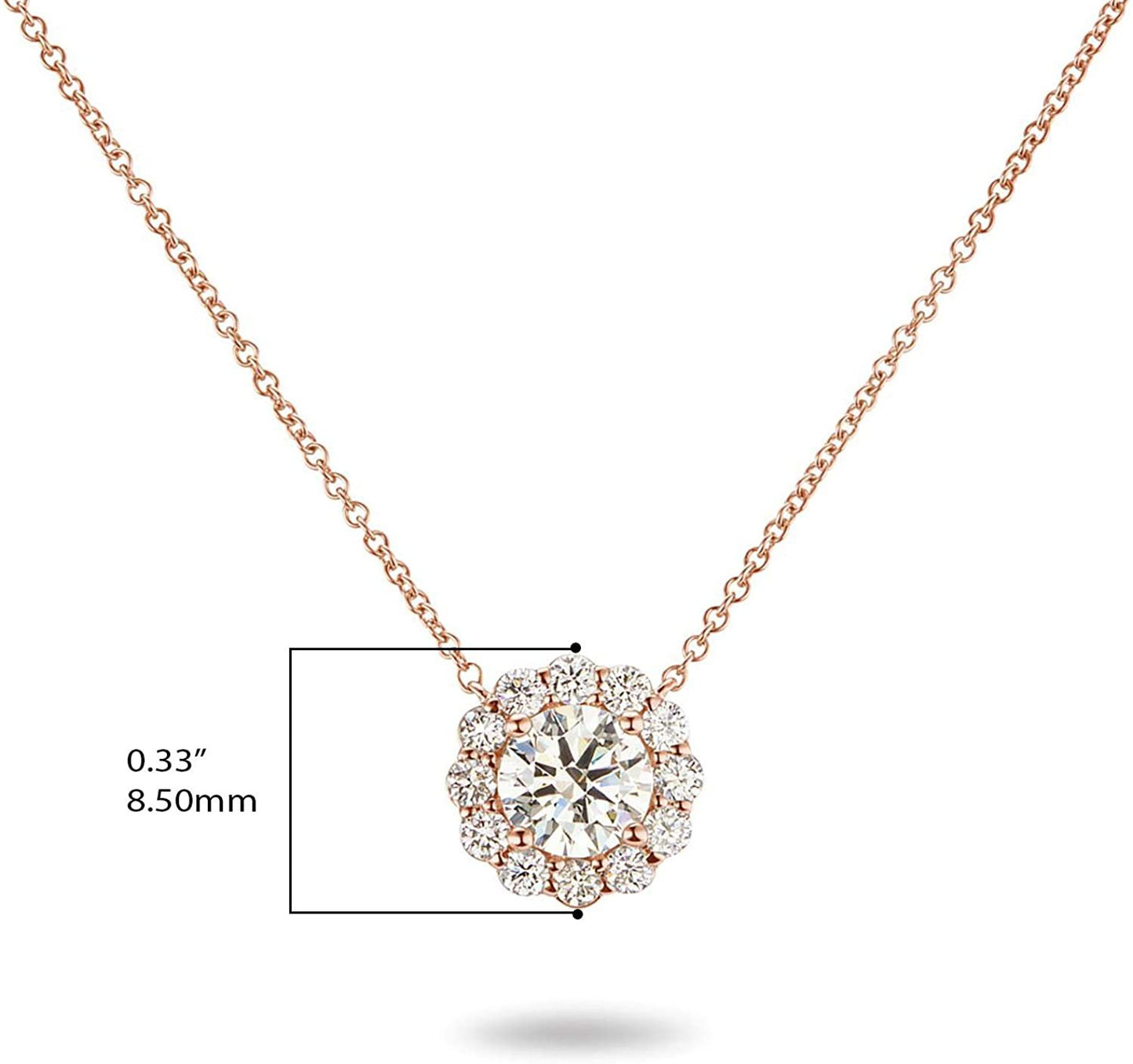 IGI Certified 14K Gold 1-5/8 Cttw Round Brilliant Cut Lab Created Diamond Flower Halo Pendant 18" Necklace (I-J Color, VS1-VS2 Clarity) - Choice of Gold Color