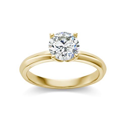 IGI Certified 1-1/2 Carat Round Brilliant-Cut Lab Created Diamond 14K Gold Classic 4-Prong Solitaire Engagement Ring (I-J Color, VS1-VS2 Clarity) - 14K Yellow Gold, Size 7