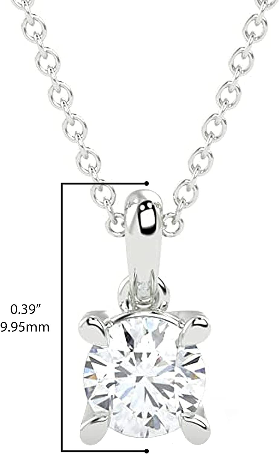 IGI Certified 1/3 Ct Lab Grown Diamond 14K Gold 4 Prong Dangling Solitaire Pendant Necklace (G-H Color, VS1-VS2 Clarity) - 18” - Choice of Metal Color