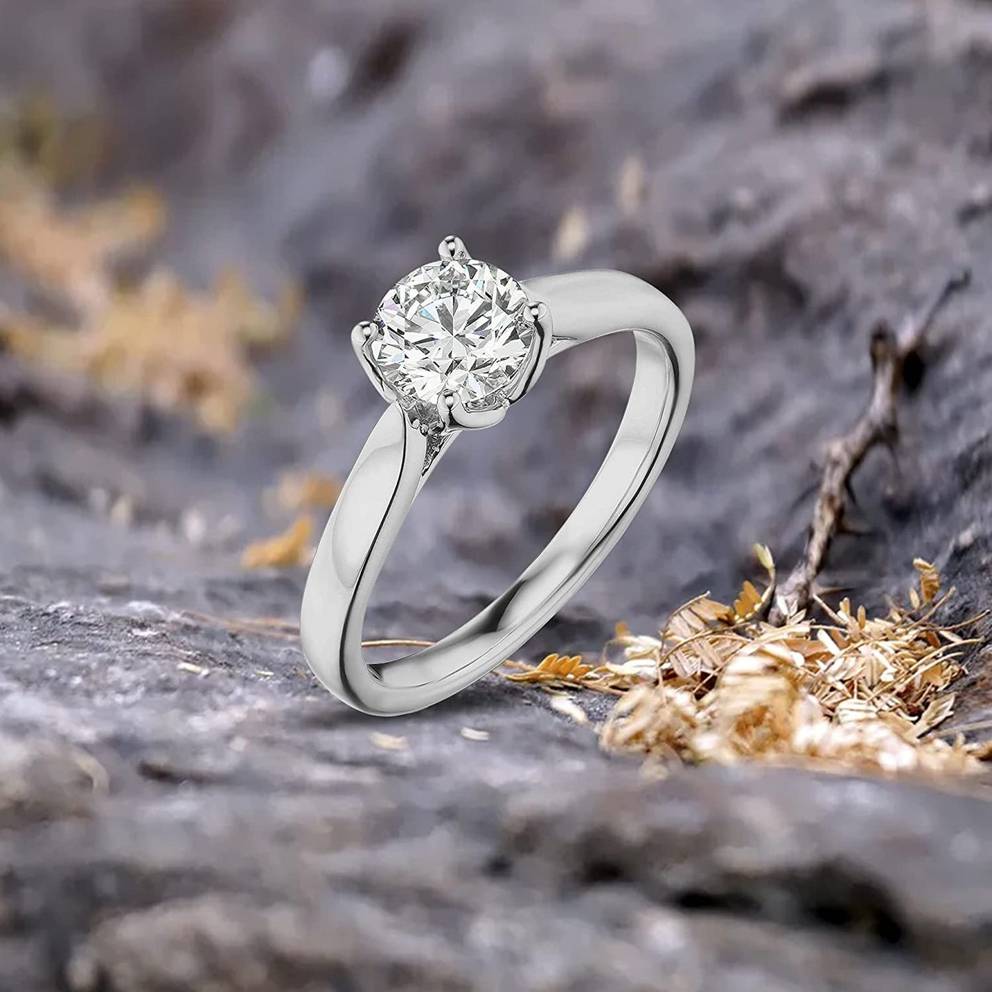 IGI Certified 1-1/2 Carat Round Brilliant-Cut Lab Created Diamond 14K Gold Classic 4-Prong Solitaire Engagement Ring (I-J Color, VS1-VS2 Clarity) - 14K White Gold, Size 6-1/4
