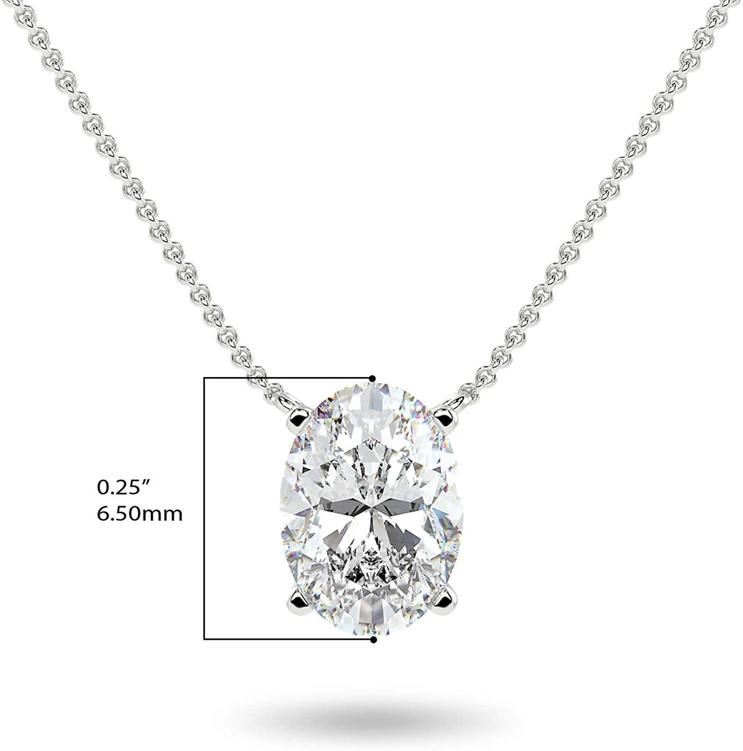 IGI Certified 14K Gold 1/3 to 1-1/2 Carat Oval Shape Lab Created Diamond Suspended Solitaire Pendant Necklace (G-H Color, VS1-VS2 Clarity), 18" - Choice of Gold Color