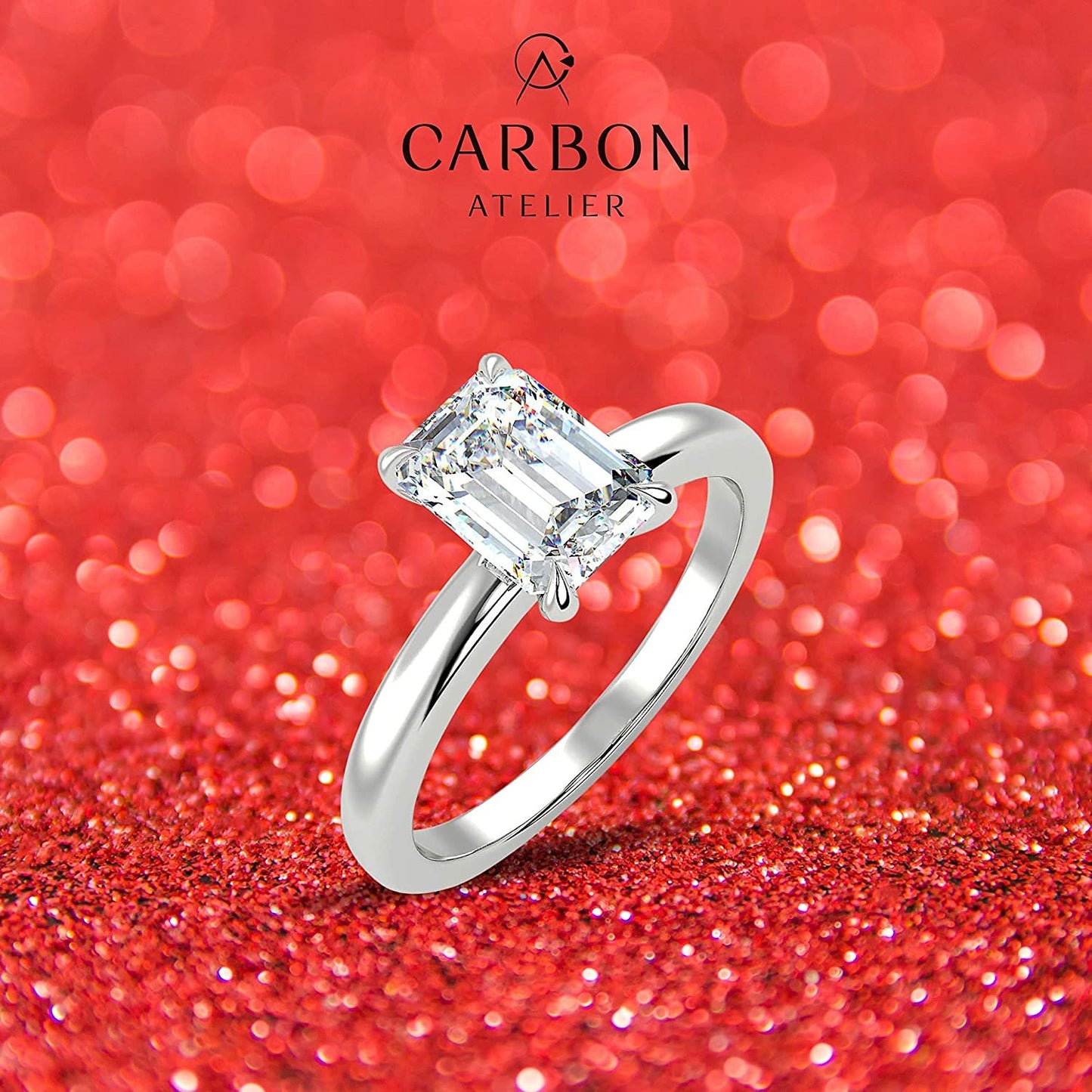 IGI Certified 14K White Gold 9/10 to 2.0 Carat Emerald-Cut Lab Created Diamond Classic Solitaire Engagement Ring (G-H Color, VS1-VS2 Clarity)
