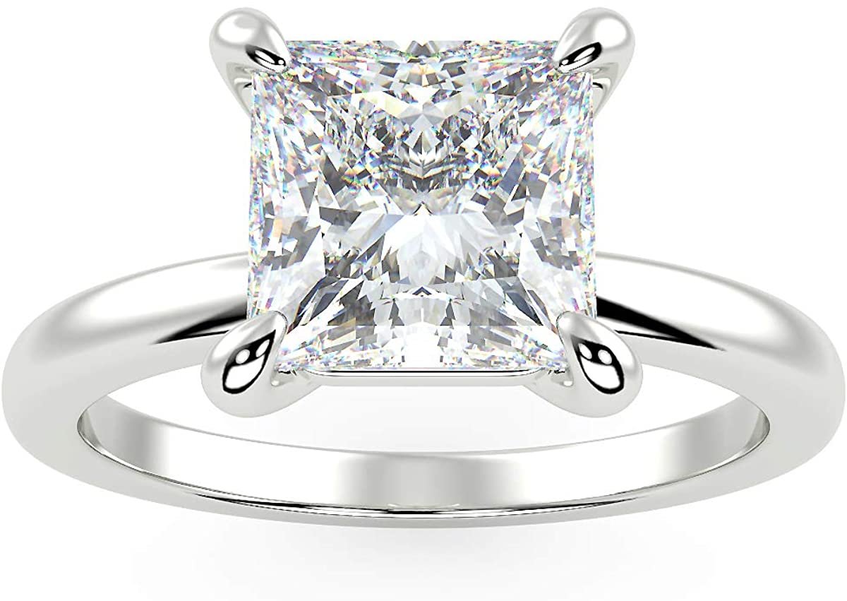 2.0 CT Princess Cut Lab Created Diamond Solitaire Engagement Ring