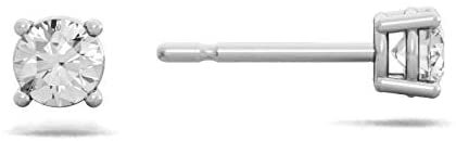 14K Gold 1/4 or 2/3 Cttw Round Brilliant-Cut Lab Grown Diamond Classic Four-Prong Stud Earrings (G-H Color, VS1-VS2 Clarity) - Choice of Gem Weights, Gold Colors