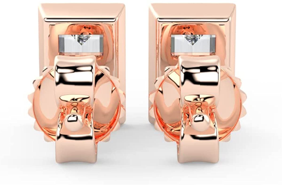 IGI Certified 1/2 Cttw Baguette Emerald Shape Lab Grown Diamond 14K Gold Bezel Set Pushback Stud Earrings (G-H Color, VS1-VS2 Clarity) - Choice of Gold Color