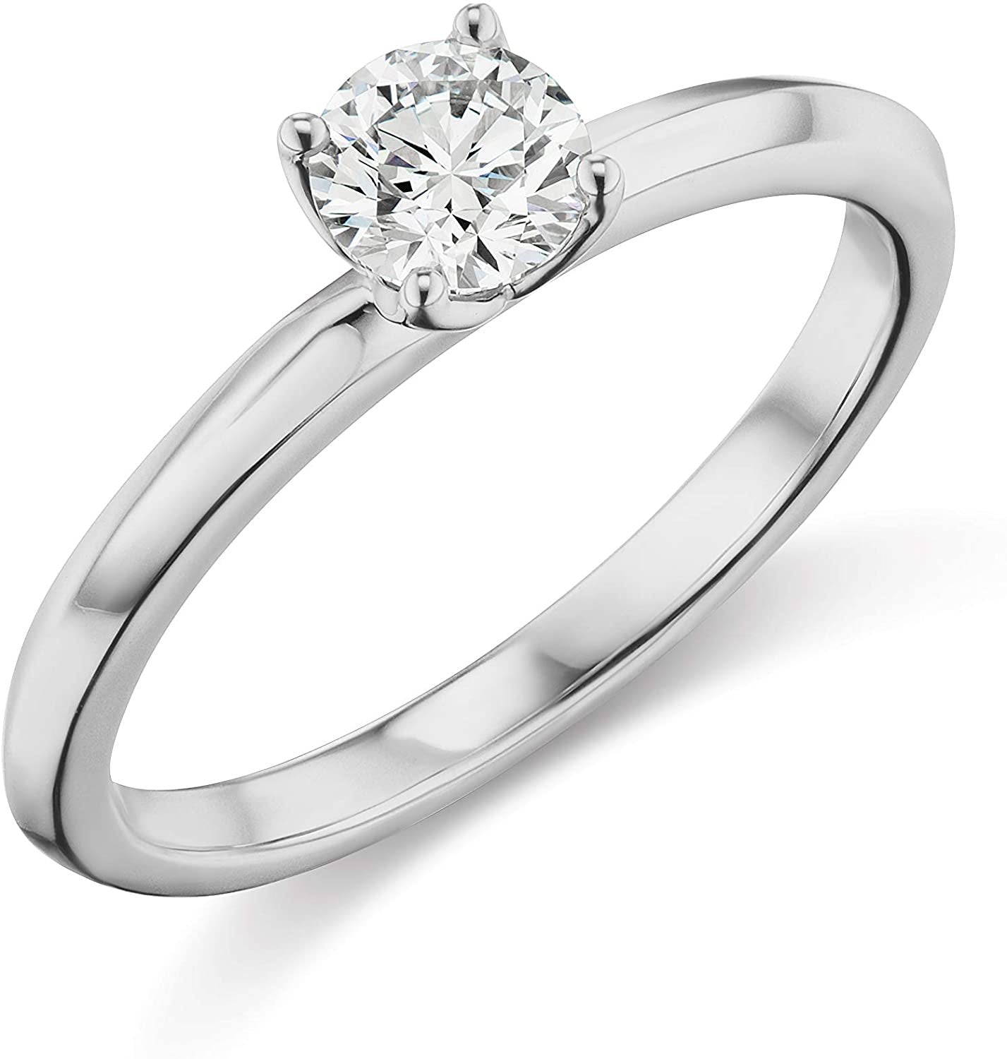 IGI Certified 1/2 Carat Round Brilliant-Cut Lab Created Diamond 14K Gold Classic 4-Prong Solitaire Engagement Ring (G-H Color, VS1-VS2 Clarity) - 14K White Gold, Size 5-1/4