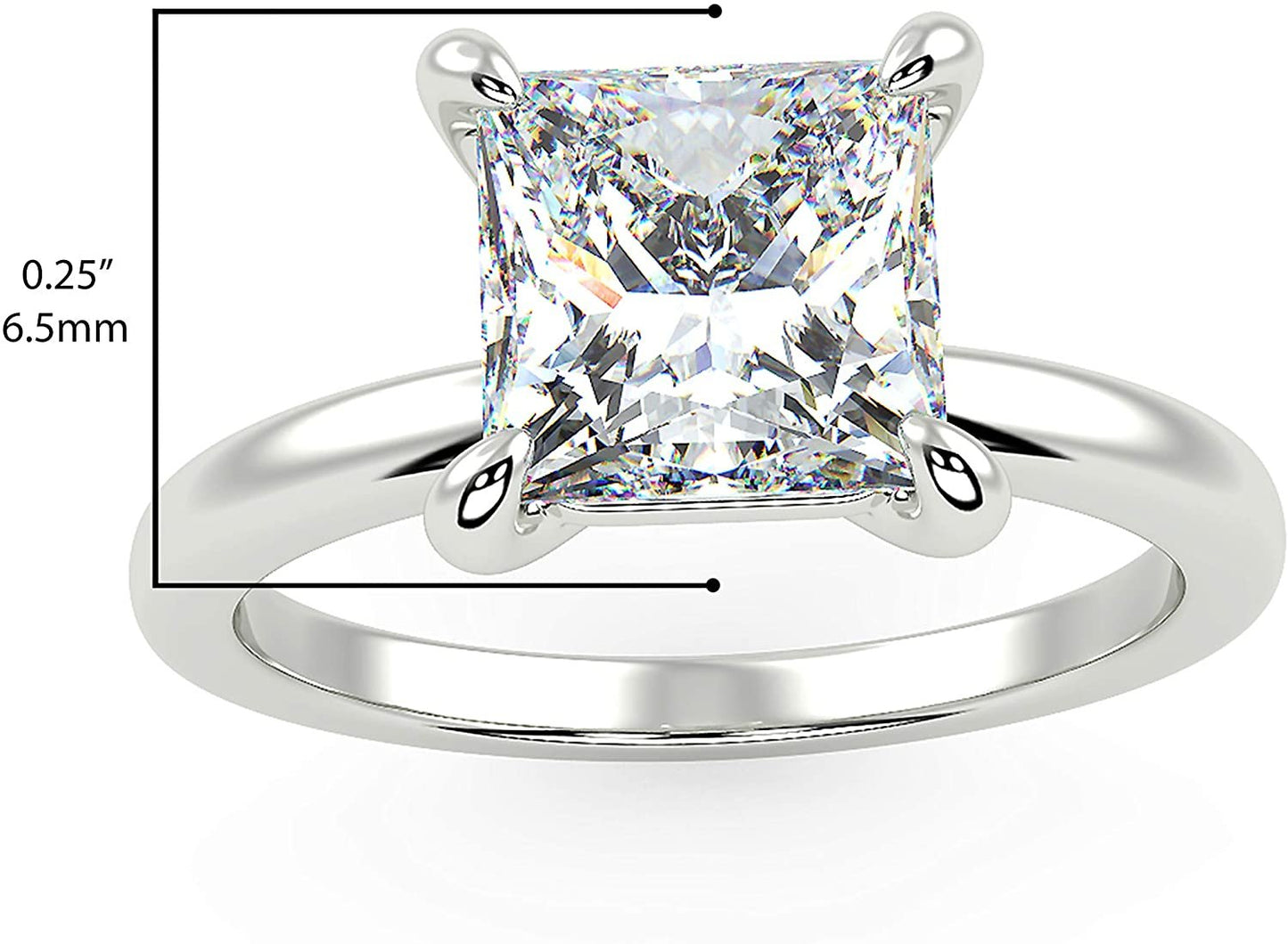 IGI Certified 14K White Gold 1-1/2 Carat Princess-Cut Lab Created Diamond Classic Square Solitaire Engagement Ring (G-H Color, VS1-VS2 Clarity) - Size 5.5