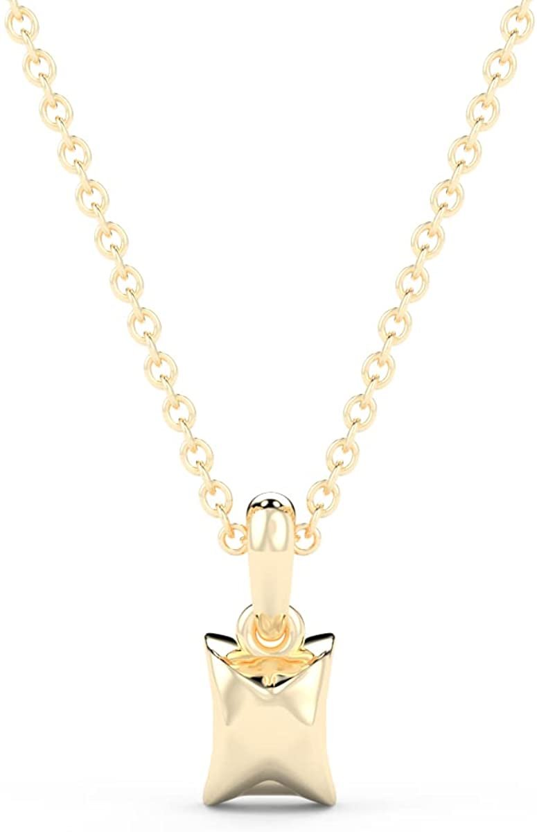 IGI Certified 1/4 Ct Emerald Cut Lab Grown Diamond 14K Gold Solitaire Pendant Necklace (G-H Color, VS1-VS2 Clarity) - 18” - Choice of Metal Color