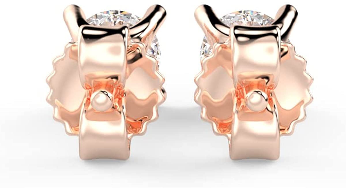 IGI Certified 1/2 Cttw Brilliant Cut Lab Grown Diamond 14K Gold 4-Prong Pushback Stud Earrings (G-H Color, VS1-VS2 Clarity) - Choice of Gold Color