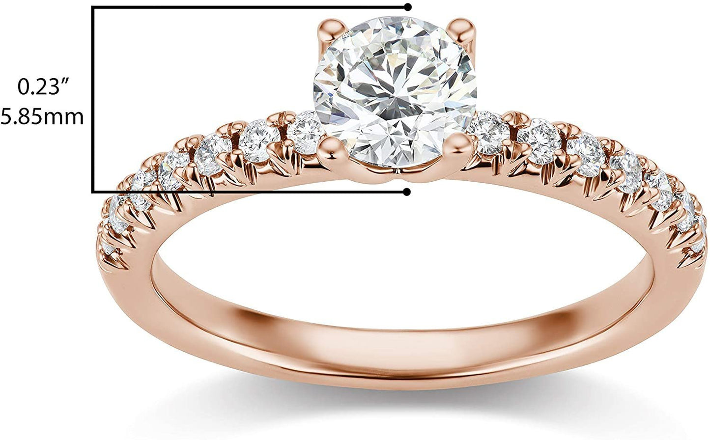 IGI Certified 14K Rose Gold 9/10 Cttw Round Brilliant-Cut Lab Created Diamond Solitaire Engagement Ring with French-Set Band (3/4 Carat Center Stone: G-H Color, VS1-VS2 Clarity) - Size 6