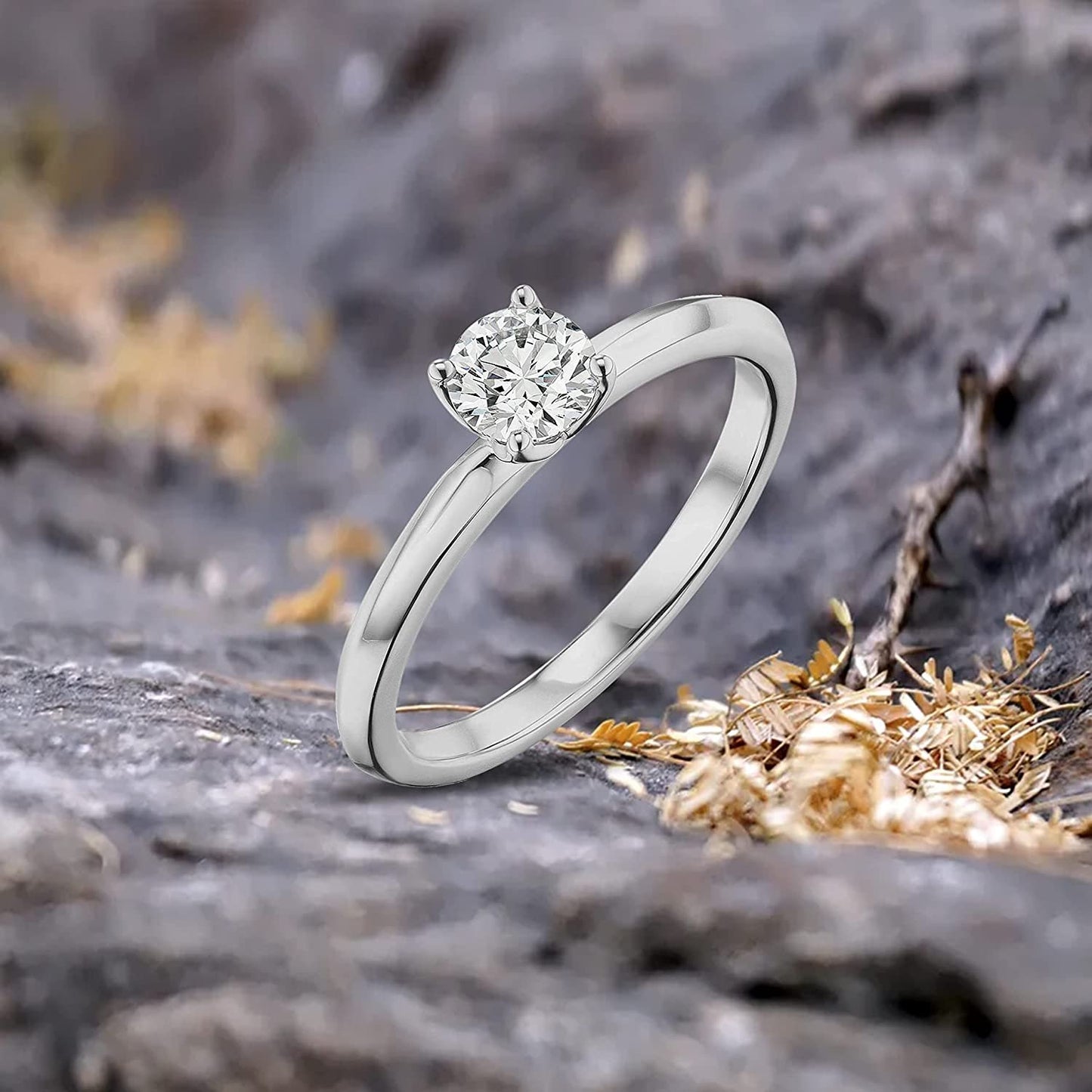 IGI Certified 1/2 Carat Round Brilliant-Cut Lab Created Diamond 14K Gold Classic 4-Prong Solitaire Engagement Ring (G-H Color, VS1-VS2 Clarity) - 14K White Gold, Size 5-1/4
