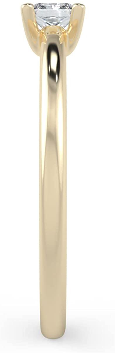 IGI Certified 1/4 Ct Princess Cut Lab Grown Diamond 14K Gold 4-Prong Solitaire Engagement Ring (G-H Color, VS1-VS2 Clarity) - Choice of Gold Color