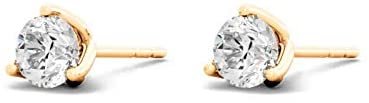 Certified 2.0 to 4.0 Cttw Round Brilliant-Cut Lab Created Diamond 14K Gold Martini-Set 3-Prong Stud Earrings (I-J Color, VS1-VS2 Clarity) - Choice of Gold Color, Gem Weight