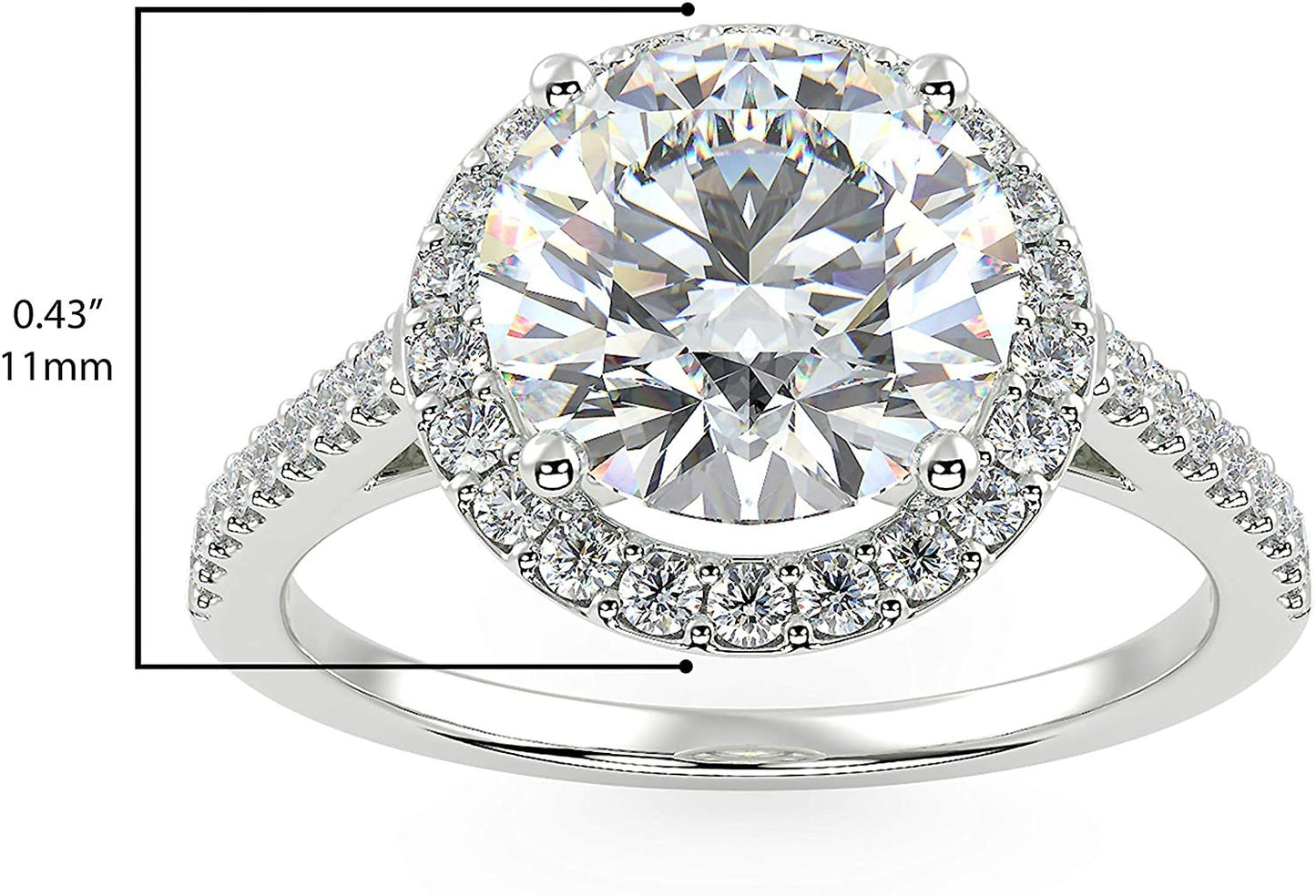 IGI Certified 14K Rose Gold 2-1/3 Cttw Near-Colorless Round Brilliant-Cut Lab Created Diamond Halo Engagement Ring with Micro Pavé Band (Center Stone: I-J Color, VS1-VS2 Clarity) - Size 6-3/4