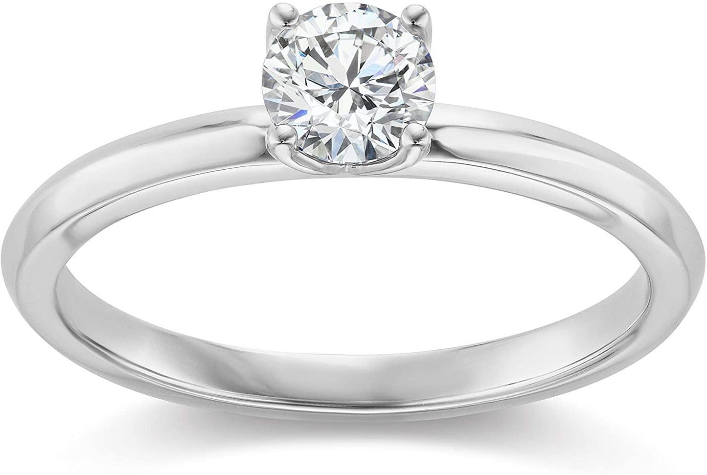 IGI Certified 1/2 Carat Round Brilliant-Cut Lab Created Diamond 14K Gold Classic 4-Prong Solitaire Engagement Ring (G-H Color, VS1-VS2 Clarity) - 14K White Gold, Size 5-1/4
