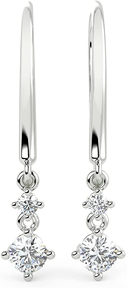 .925 Sterling Silver 3/8 Cttw Lab Grown Diamond Linear Dangle Earrings (G-H Color, SI1-SI2 Clarity)