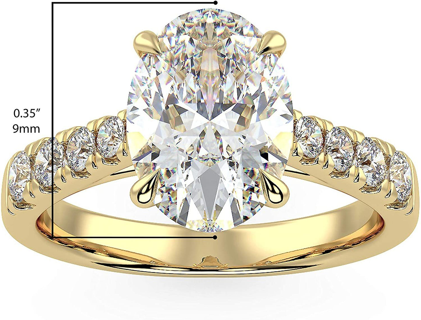 IGI Certified 14K Gold Oval-Shape Lab Created Diamond Engagement Ring with Pavé Set Band (1-1/2 Carat Center Stone: G-H Color, VS1-VS2 Clarity) - Choice of Gold Color