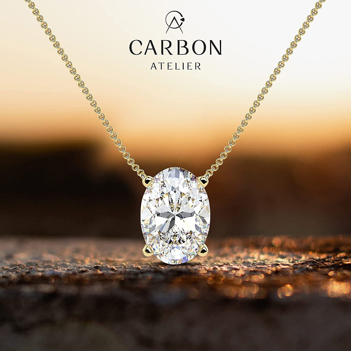 IGI Certified 14K Gold 1/3 to 1-1/2 Carat Oval Shape Lab Created Diamond Suspended Solitaire Pendant Necklace (G-H Color, VS1-VS2 Clarity), 18" - Choice of Gold Color