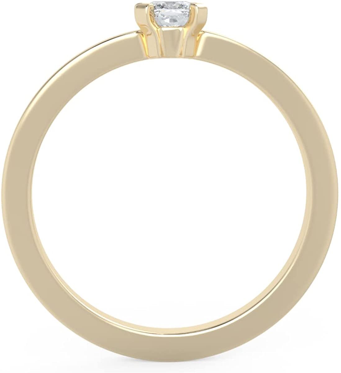 IGI Certified 1/4 Ct Cushion Cut Lab Grown Diamond 14K Gold 4-Prong Solitaire Engagement Ring (G-H Color, VS1-VS2 Clarity) - Choice of Gold Color